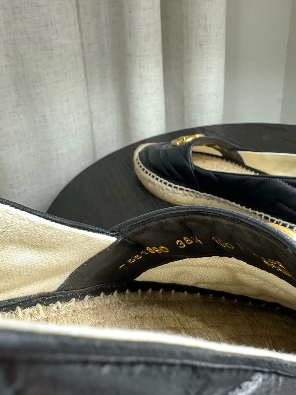 Gucci Marmont GG Quilted Espadrilles Matelasse Black 38.5